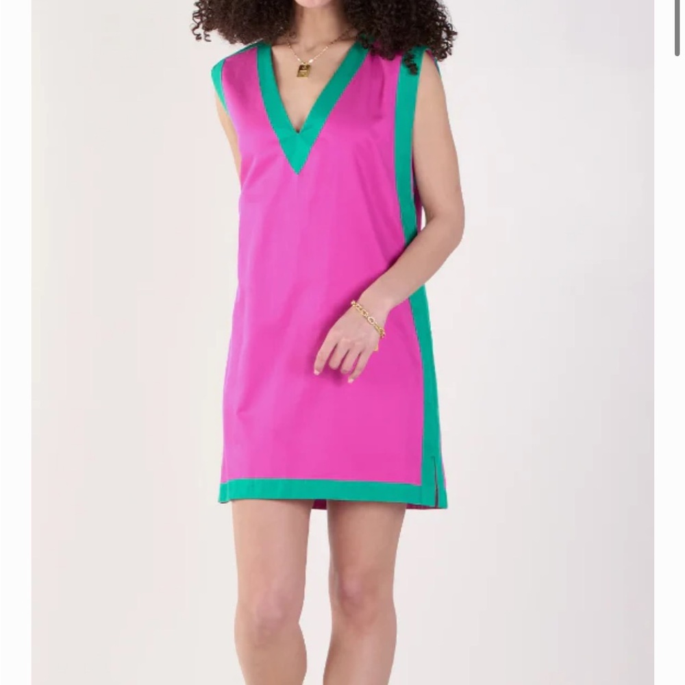 Emily McCarthy Pink and Teal Sleeveless Dress xxs